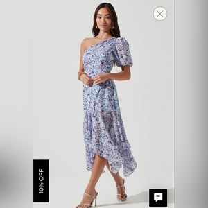ASTR The Label Floral One Shoulder Santorini (MIDI) Dress